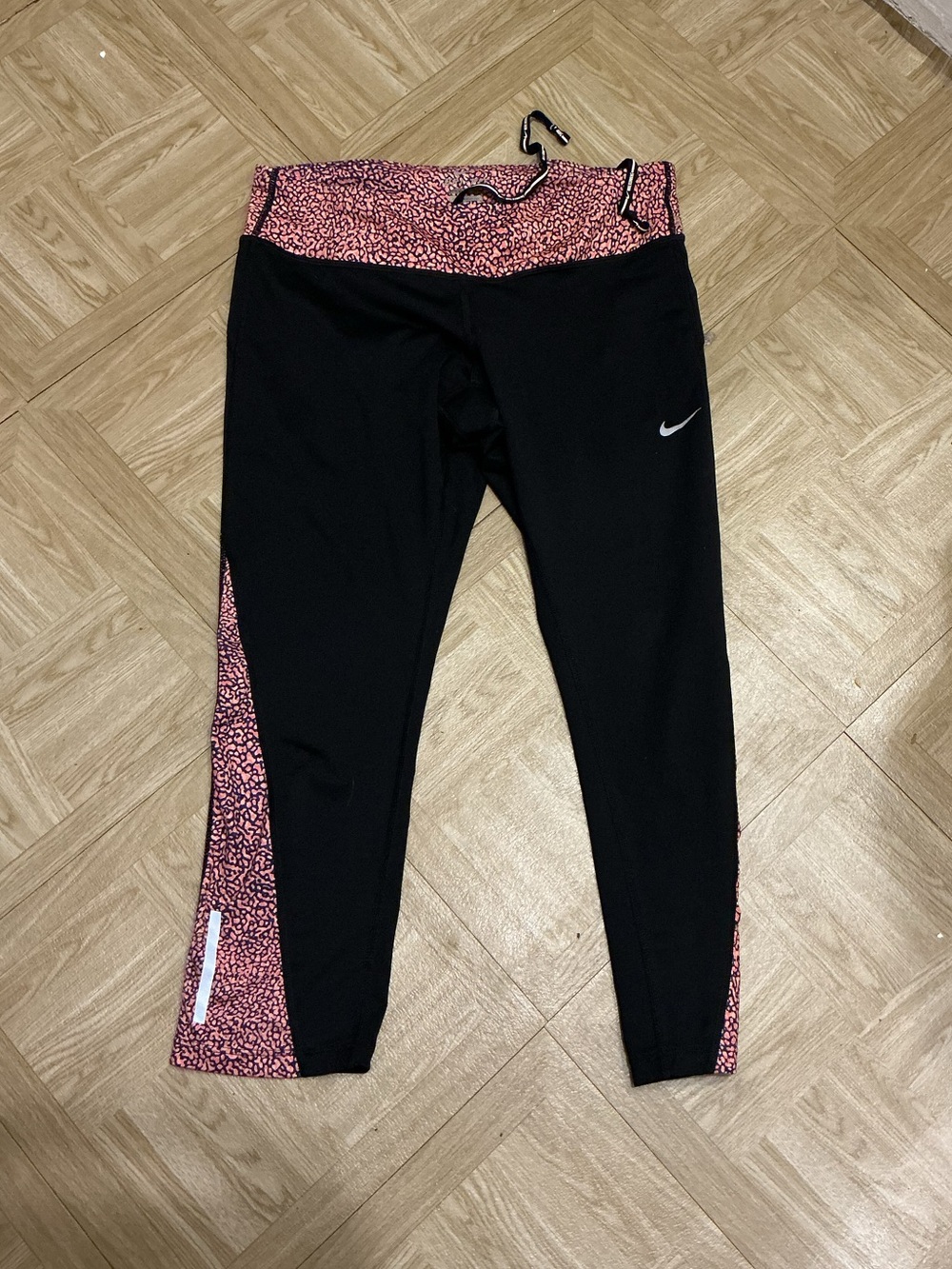 Nike Black Leggings with Pink and Blue Speckle Waistband